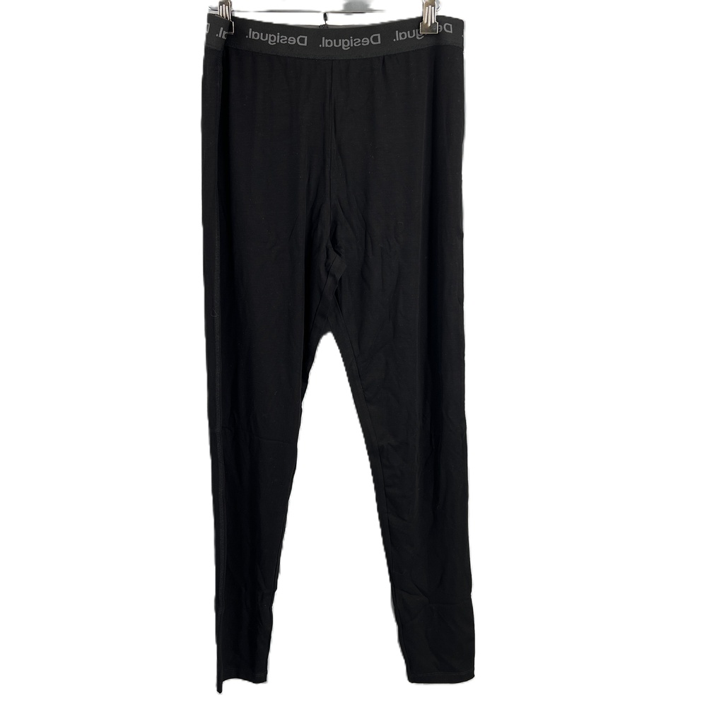 Desigual Black Leggings Logo Waist Casual Stylish Women US Large / EU XL New‎